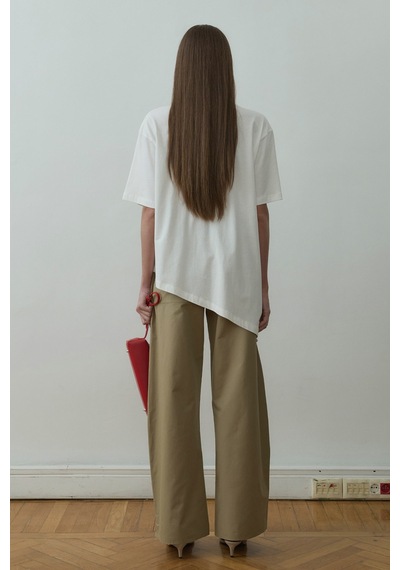 Suud Collection Ekru Asimetrik Oversize Tişört
