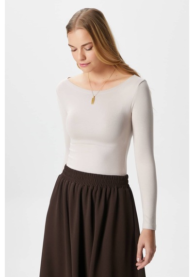 Ritnice Kayık Yaka Need Uzun Kollu Bej Soft Top / Bluz Bej Ritnice Kayık Yaka Need Uzun Kollu Bej Soft Top / Bluz Bej