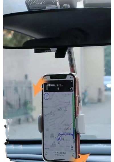 Tüm Araçlara Uyumlu Telefon Dikiz Ayna Tutucu Navigasyon Kullanımı İçin Telefon Tutucu Siyah