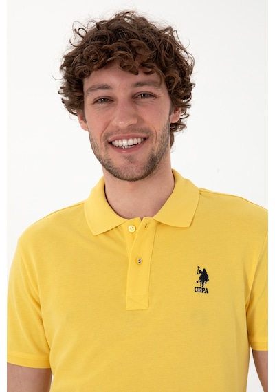 U.S. Polo Assn. Erkek Slim Fit Polo Yaka Sarı Basic Tişört 50298041-VR044