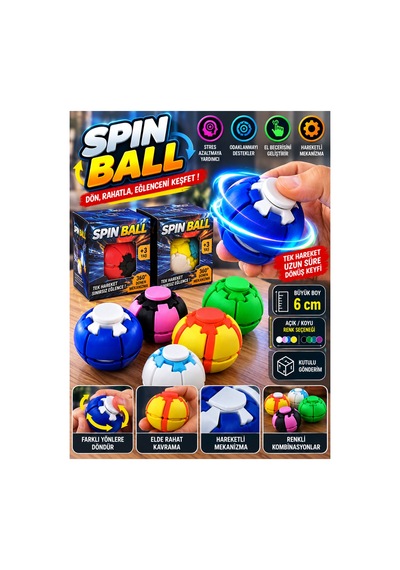 Büyük Boy Spin Ball 3d Baskı Dönen Mekanik Topu Fidget Spinner Oyuncak 6 Cm Açık Renk Karışık - 939269687