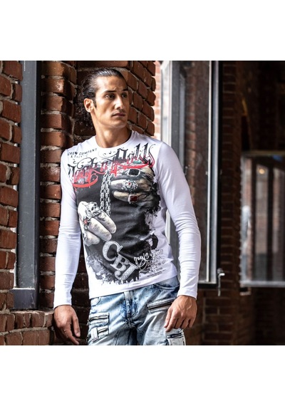 Cipo & Baxx Cl511 Erkek Sweatshirt Günlük Rahat Kalıp Bisiklet Yaka Spor Basic Beyaz