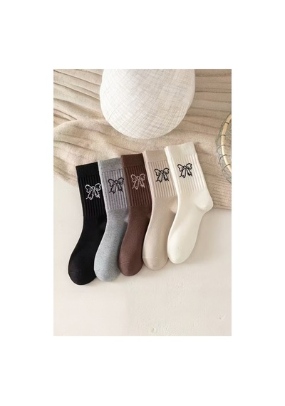 Hitit Socks Kadın 5 Çift Kalp Desenli Pamuklu Günlük Kullanıma Uygun Kolej Çorap Çok Renkli Asorti
