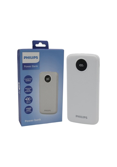 Philips Dlp7712cb 10.000mah Pd Hızlı Şarj Dijital Ekranlı Beyaz Powerbank Çok Renkli