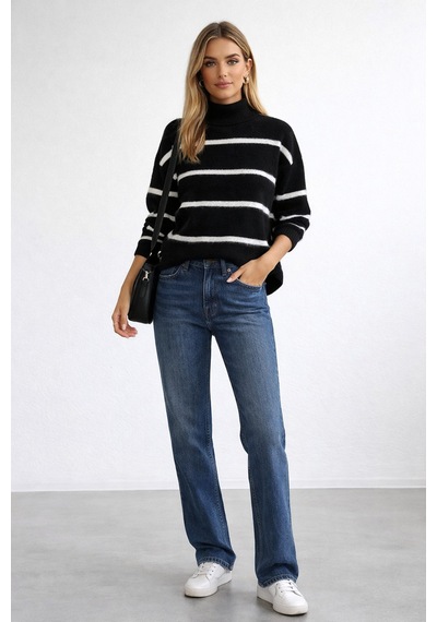 Cloudymood Kadın Çizgili Yarım Balıkçı Oversize Yumuşak Dokulu Triko Kazak Günlük Kullanım Mevsimlik Siyah - 860076631 Siyah Cloudymood Kadın Çizgili Yarım Balıkçı Oversize Yumuşak Dokulu Triko Kazak Günlük Kullanım Mevsimlik Siyah - 860076631 Siyah