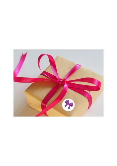 Mor Fiyonk Baskılı Etiket Lila Fiyonk Yuvarlak Mat Çıkartma Round Sticker 4 Cm 40 Adet Çok Renkli
