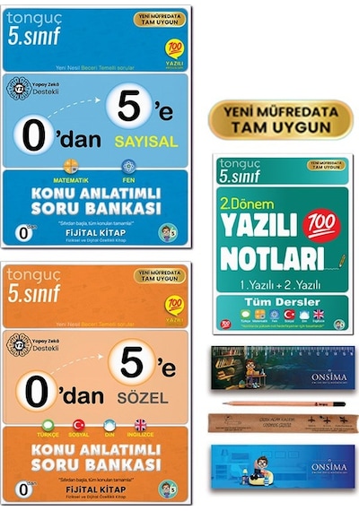 Tonguç Akademi 5. Sınıf 0 Dan 5 E Konu Anlatımlı Soru Bankası 2. Dönem Yazılı Notları Set - 3 Kitap