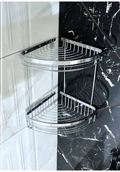 İsaoğlu Yapı Banyo Şampuanlık Pirinç Malzeme Paslanmaz İkili Şampuanlık Gri