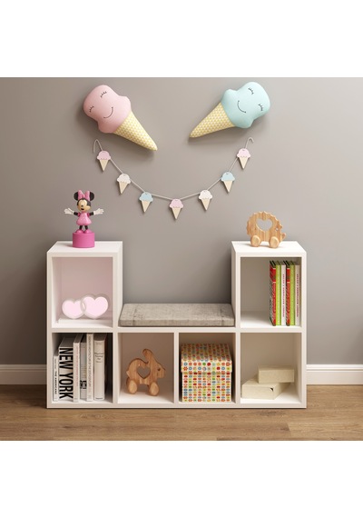 Flymobılya Linaza Montessori Minderli Kitaplık