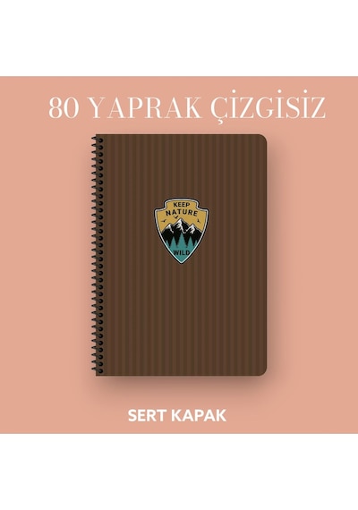 17x24 Cm Çizgisiz 80 Yaprak Outdoor Sert Kapak Telli Defter 70 Gr Ivory Kağıt Açıkkahve