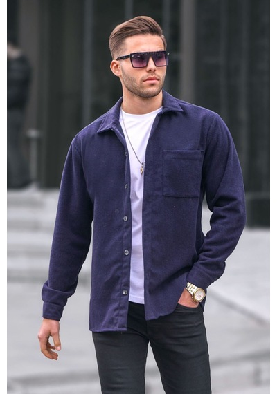 Madmext Lacivert Regular Fit Oduncu Gömlek 5580 Lacivert