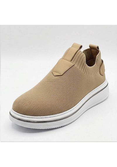 Daytex 1111 Erkek Slip-on - Full Triko Örgü Sportif Kalın Eva Taban Sneaker Bej