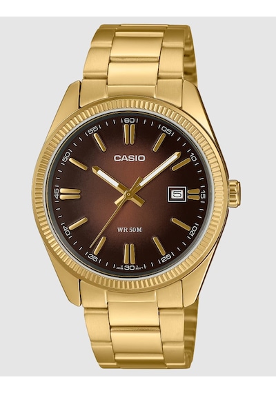 Casio Mtp-1302pgc-5avef Erkek Gold Metal Kordon Kahverengi Kadran Kol Saati 2 Yıl Ersa Saat Garantili Altın