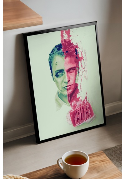 Fight Club Siyah Ahşap Çerçeveli Poster, Film Duvar Tablosu