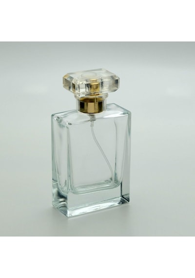 20 Adet Boş Cam Parfüm Şişe, 50 Ml, Dolgulu Kare Model, Şeffaf