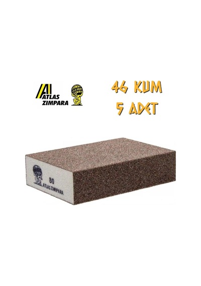 Atlas Sünger Zımpara - Kalın 4 Taraflı - 46 Kum - 5 Adet