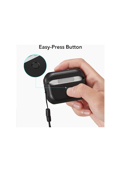 Apple AirPods Uyumlu Pro 2 2019/2022/2023 Halolock Magsafe Orbit Hybrid Case Siyah Siyah