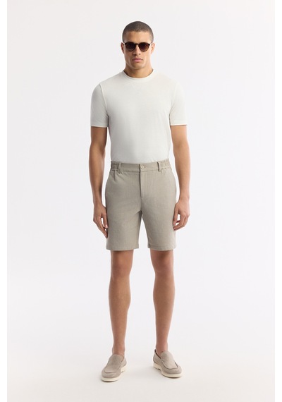 Avva Erkek Bej Yanı Lastikli Gofreli Bi-stretch Slim Fit Chino Şort A51y3730