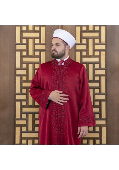 Lüks Taberi İmam Cübbe Bordo Çok Renkli