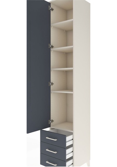 Hyperion Dolap 5 Raflı 3 Çekmeceli Tek Kapaklı 44x44x243 Aytaşı-antrasit Aytası