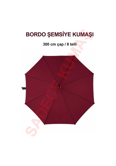 Bordo Polyester Kumaş 300 Cm / 8 Telli Makaralı Şemsiye İle Uyumlu