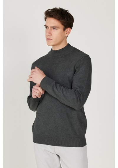 AC&Co / Altınyıldız Classics Erkek Antrasit-melanj Standart Fit Normal Kesim Yarım Balıkçı Yaka Triko Kazak Antrasit Melanj AC&Co / Altınyıldız Classics Erkek Antrasit-melanj Standart Fit Normal Kesim Yarım Balıkçı Yaka Triko Kazak Antrasit Melanj