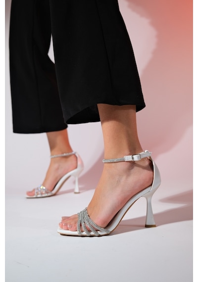 Luvishoes Monica Sedef Cilt Taşlı Kadın İnce Topuklu Abiye Ayakkabı Sedef