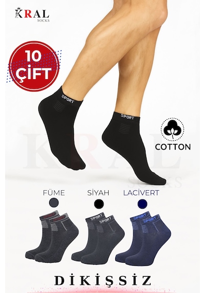 Kral Socks Yeni Sezon Çorap Unisex 10 Çift Parfümlü Yıkamalı Dikişsiz Pamuklu Erkek Çorap Asorti