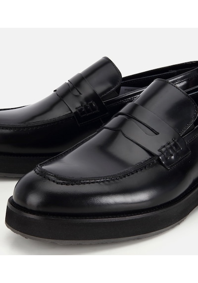 Hotiç Erkek Açma Deri Siyah Kalın Tabanlı Klasik Loafer