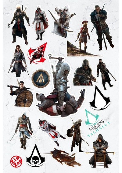 Assassin's Creed Video Oyun Sticker Paketi 20 Adet Çok Renkli