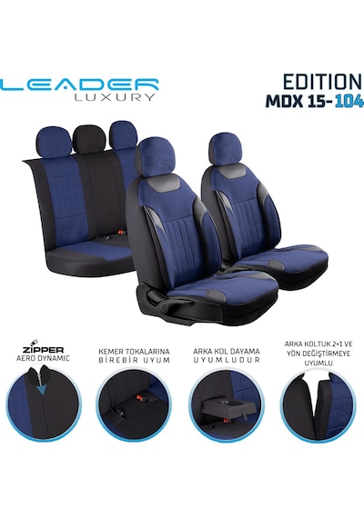 Seat Leon X-perience Keten Oto Koltuk Kılıfı Ön Arka Set Mavi Edition Scr