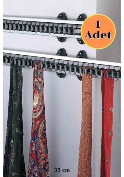 Dolap İçi Sürgülü Kravatlık 35 Cm Siyah - Gümüş
