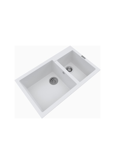Polex Cristalüx Granit Evye P-1.75 Beyaz 1.5 Gözlü Tezgah Altı Ve Tezgah Üstü Mutfak Evyesi 81x50.5 CM
