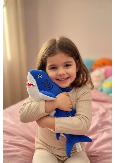 Müzikli Baby Shark Peluş Oyuncak 20 Cm - Şarkı Söyleyen Yumuşak Uyku Arkadaşı Lacivert