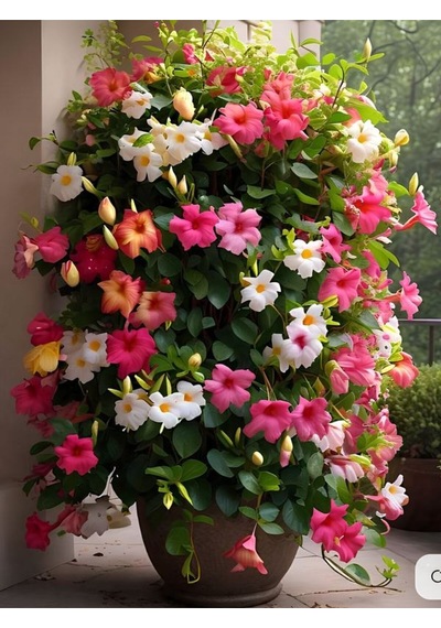 Mandevilla Mix 30 60 Cm Karışık Renkli Pembe, Kırmızı, Beyaz Saksılı Çiçekli Sarmaşık