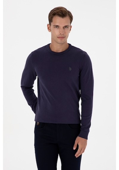 U.S. Polo Assn. Erkek Slim Fit Bisiklet Yaka Mürdüm Basic Kazak 50313713-VR074