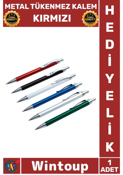 Kalem Ofis Hediyelik Şık Tasarım Kaliteli Ergonomik Fuar Profesyonel Metal Tükenmez Kalem Kırmızı Çok Renkli