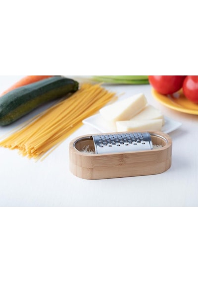 Bambu Hazneli Çelik Rende 15cm X 7cm Ahşap - Metalik