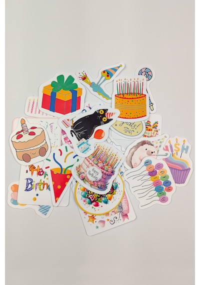 Happy Birthday Sticker Paketi 25 Parça Kaliteli Su Geçirmez Doğum Günü Etiket Seti Çok Renkli