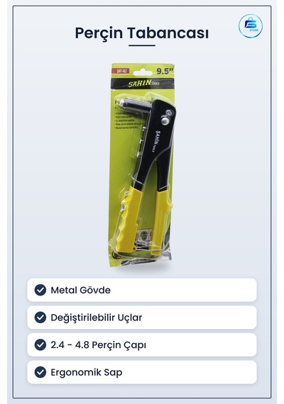 Perçin Tabancası Şht Metal Gövde Değiştirilebilir Uçlu Çekme 2.4