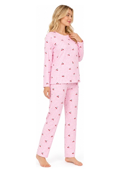 Sleeeproom Kadın Süet Mevsimlik Ekose Desen Pudra Pijama Takımı Pudra - Beyaz