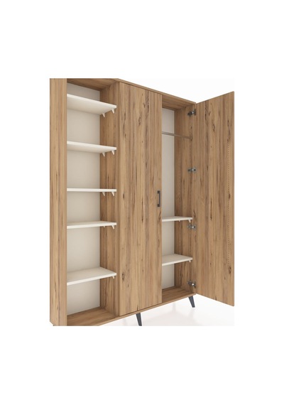 Arges Dolap 7 Raflı 2 Kapaklı Tek Askılı 132x30x195 Çam-çam/a... Çam