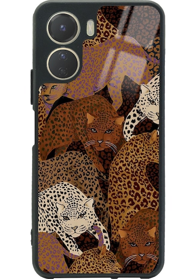 Vivo Y16 Leoparlar Tasarımlı Glossy Telefon Kılıfı Siyah