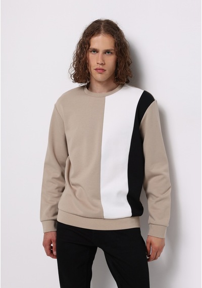 Colin's Colins Comfort Fit Erkek Bej Sweatshirt Cl1075322 Q1.v2 San Sari Colin's Colins Comfort Fit Erkek Bej Sweatshirt Cl1075322 Q1.v2 San Sari