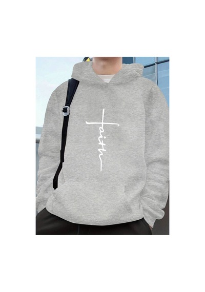 Medinenur Faith Baskılı Kapüşonlu Sweatshirt Gri