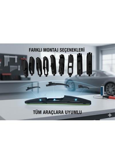 Space Premium 9 Aparatlı Hibrit Arka Silecek Kilitli Model 28 Cm Uyumlu