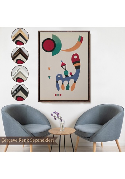 Ahşap Çerçeveli Vasiliy Kandinsky - 11 Resim Ve 7 Şiir Soyut Tablosu-7485