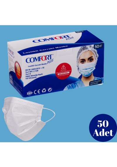 3 Katlı Cerrahi Maske Full Ultrasonic Meltblown Filitreli Telli Maske 50li Paket