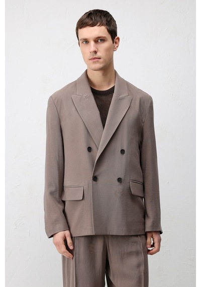 Antioch Modal Karışımlı Relaxed Fit Erkek Blazer Ceket Vizon