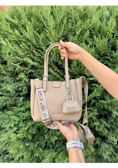 Just Polo Kadın Yeni Sezon Yumuşak Derili 4 Bölmeli Lüks El Ve Omuz Çantası Shopper Ebat: 28 X 20 Cm Vizon 04633048
